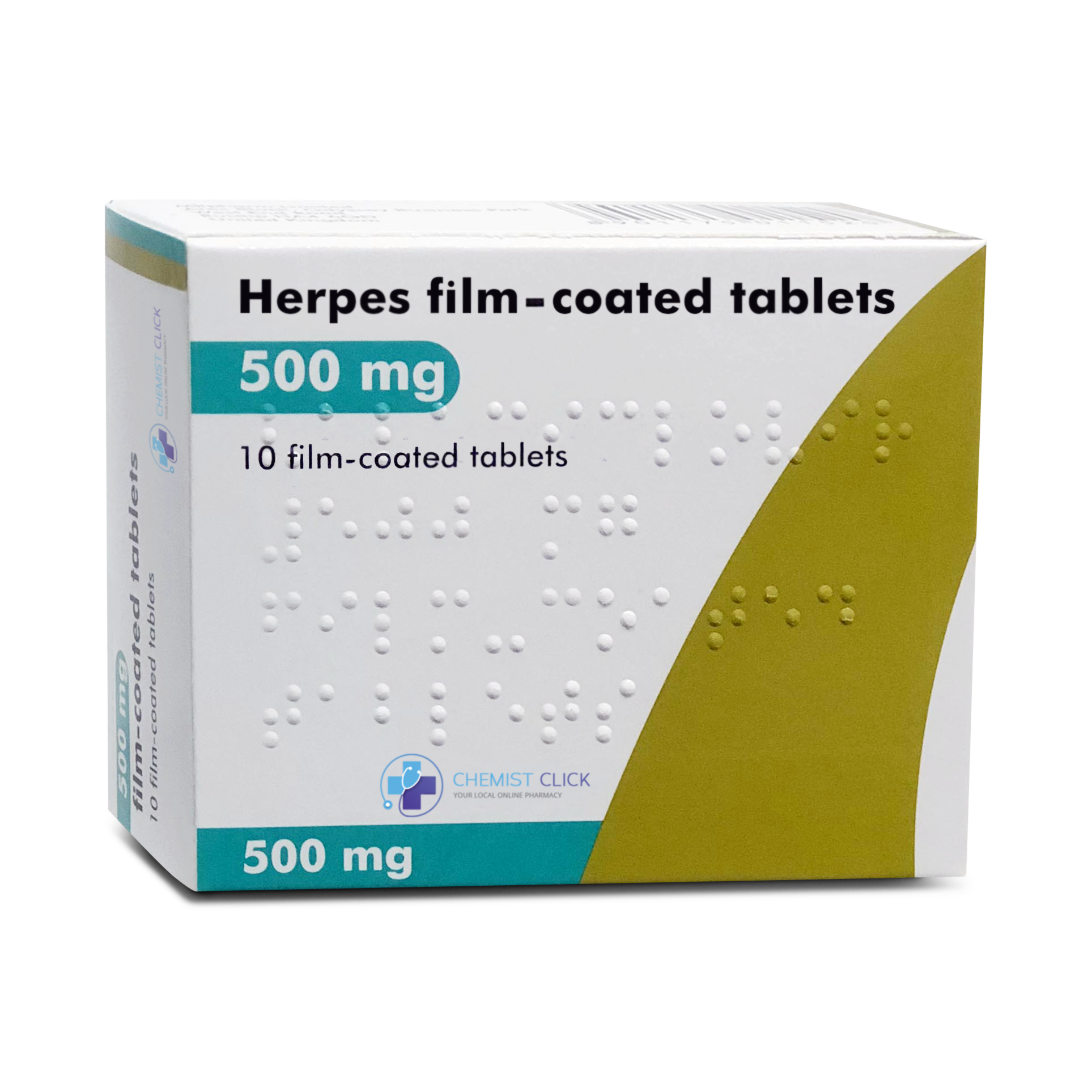 Box of antiviral medication used in the treatment of genital herpes